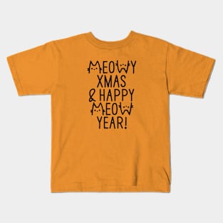 Meowy Xmas and Happy meow year 2022 Christmas New Year Kids T-Shirt